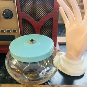 Vintage 1920s Powder blue Vanity Jar- Art Deco